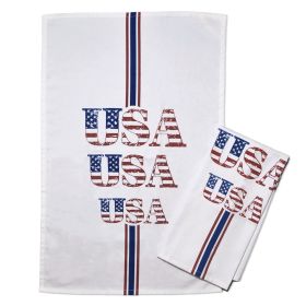 USA Patriotic Kitchen Towels 2 Pack 100% Cotton 4th of July Independence Day Americana Hand Towels Decorative Towel for Drying Cleaning 18 x28 inch