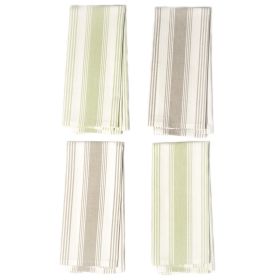 Decorative Kitchen Towels Set of 4 Recycled Cotton Dish Towels for Drying Dishes 28x18 inch Gray Green Absorbent Tea Towels Boho Stripe Design Eco Fri