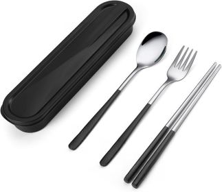 Travel cutlery set, 18/8 stainless steel cutlery, Reusable utensils set with case, Portable Silverware Lunch Box for Camping and Office