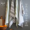 Decorative Kitchen Towels Set of 4 Recycled Cotton Dish Towels for Drying Dishes 28x18 inch Gray Green Absorbent Tea Towels Boho Stripe Design Eco Fri
