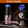 2Pcs Gravity Sensing Salt and Pepper Grinder Automatic Electric Salt Mill Grinder With Built-in LED Lights Adjustable Coarseness One Hand Operation Ba