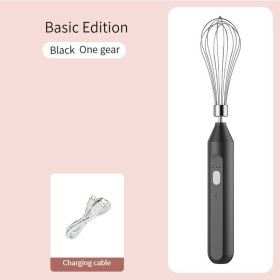Electric Milk Frother Handheld Egg Beater Coffee Milk Drink Egg Mixer Foamer Foamer Household Kitchen Cooking Tool (Color: BLACK)