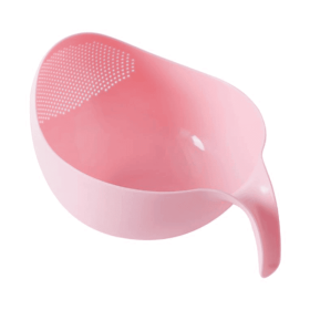 1pc Rice Washer Quinoa Strainer Cleaning Veggie Fruit Wash Sifter Kitchen Tools With Handle (Color: pink, size: L)