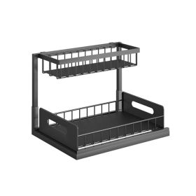 Portable Kitchen Storage Shelf for Seasonings (Color: BLACK, Type: Kitchen Supplies)
