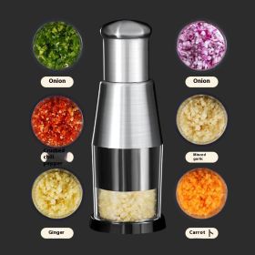 Garlic Crusher Onion Chopper Multipeler Vegetables Chopper Manual Garlic Press Machine Garlic Squeezer Kitchen Gadget (Color: BLACK)